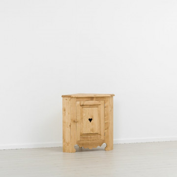 Comoda de colt Cabana cu 1 usa, Lemn masiv rustic, 90 x 57 x 90 cm - Img 5