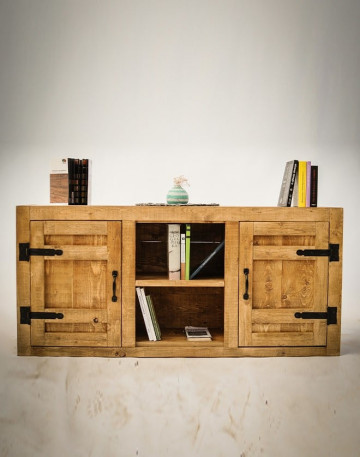 Comoda Equator, lemn masiv pin, 150 x 38 x 80 cm - Img 1