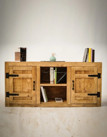 Comoda Equator, lemn masiv pin, 150 x 38 x 80 cm