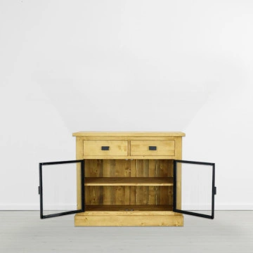 Comoda lemn masiv Industrial Wood, 2 usi si 2 sertare, 108 x 50 x 90 cm - Img 3