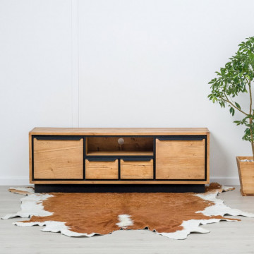 Comoda Lemn masiv Mexicana, 2 usi, 2 sertare si nisa, 160 x 40 x 55 cm - Img 1
