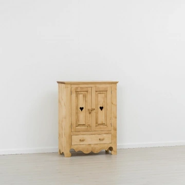 Comoda pantofi Cabana cu 2 usi si 1 sertar, lemn masiv rustic, 88 x 43 x 115 cm - Img 5