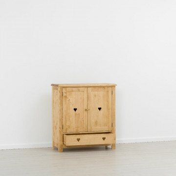Comoda pantofi Rustic Floare de Colt 2 usi si 1 sertar, Lemn masiv 100 x 42 x 107 cm - Img 3