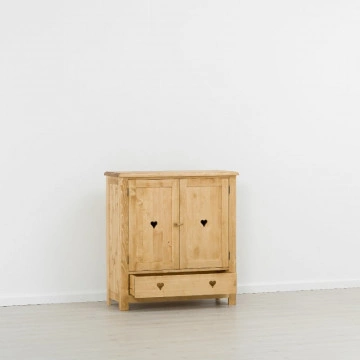 Comoda pantofi Rustic Floare de Colt 2 usi si 1 sertar, Lemn masiv 100 x 42 x 107 cm - Img 3