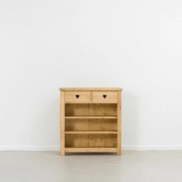Comoda Rustic Floare de Colt cu 2 sertare si 3 rafturi din Lemn masiv 100 x 42 x 107 cm - Img 3
