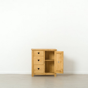 Comoda Rustic Love 1 usa si 3 sertare, Lemn masiv rustic, 84 x 42 x 89 cm - Img 2