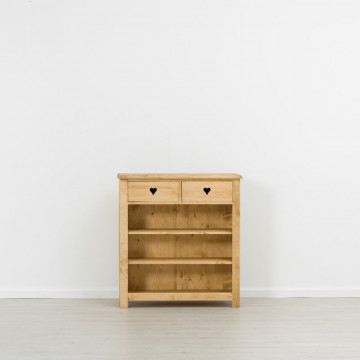 Comoda Rustic Love 2 sertare si 3 rafturi, Lemn masiv rustic, 100 x 42 x 107 cm - Img 3