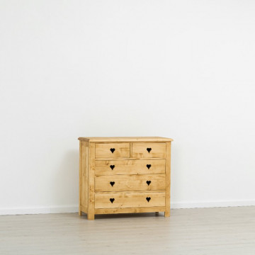 Comoda Rustic Love 5 sertare, Lemn masiv rustic, 100 x 42 x 89 cm - Img 5