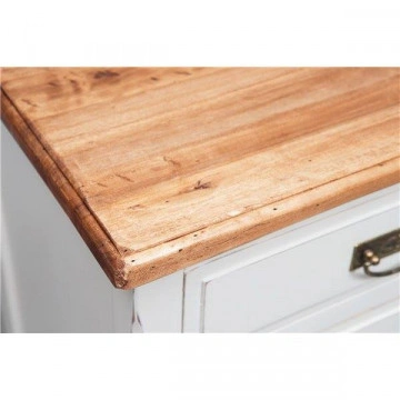 Comoda Toscana Charme 4 sertare lemn masiv tei, alb unt + natur antik, 107 x 47 x 80 cm - Img 4
