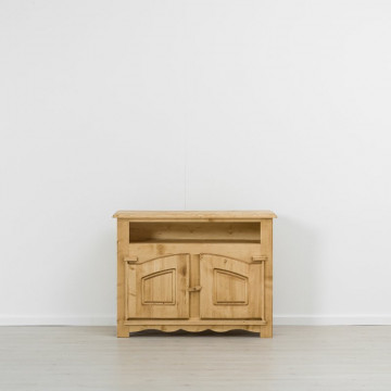 Comoda TV Cabana cu 2 usi, Lemn masiv rustic, 120 x 50 x 91 cm - Img 3