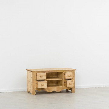 Comoda TV Cabana cu 4 sertare, Lemn masiv rustic, 120 x 55 x 62 cm - Img 2