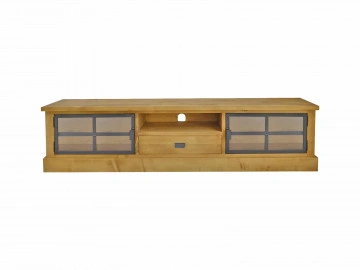 Comoda TV lemn masiv Industrial Wood, 2 usi si 1 sertar, 200 x 40 x 46 cm - Img 3
