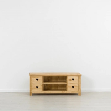 Comoda TV Rustic Floare de Colt cu 4 sertare din Lemn masiv 135 x 52 x 55 cm - Img 3