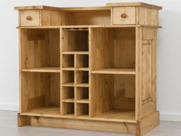 Corp mobilier de bar Cabana, lemn masiv rustic, 120 x 65 x 108 cm - Img 3