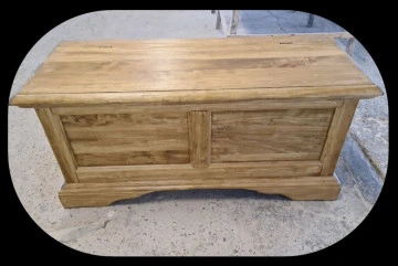 Cufar Dolce Toscana natur antik lemn masiv de tei, 100 x 38 x 48 cm - Img 2