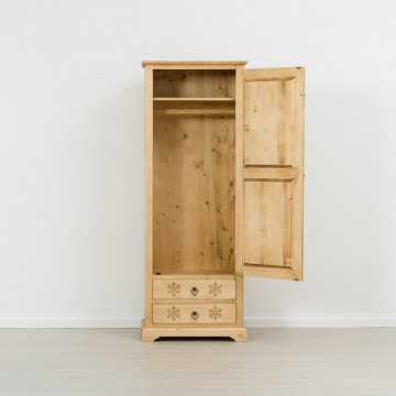 Dulap 1 usa si 2 sertare Ursul Carpatin, Lemn masiv rustic, 75 x 55 x 200 cm - Img 2