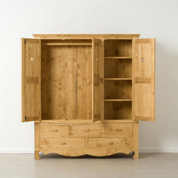 Dulap Cabana cu 3 usi 5 sertare, Lemn masiv rustic, 171 x 55 x 200 cm - Img 3
