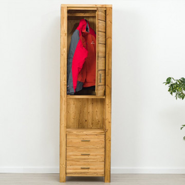 Dulap cu 1 usa, 3 sertare si nisa Colibri, Lemn masiv rustic, 60 x 55 x 210 cm - Img 2