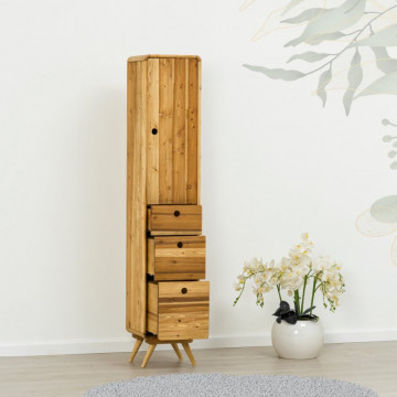 Dulap de baie Sahara, 1 usa si 3 sertare, lemn masiv rustic, 34 x 34 x 180 cm - Img 3