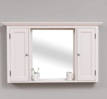 Dulap de baie suspendat, oglinda si 2 usi, lemn masiv, 132 x 21 x 80 cm