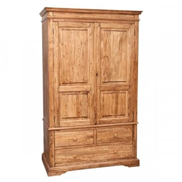 Dulap Dolce Toscana cu 2 usi si 3 sertare lemn masiv tei, natur antik, 120 x 59 x 197 cm - Img 3