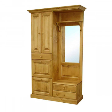 Dulap hol cu oglinda si pantofar Apuseni, lemn masiv, 130 x 40 x 209 cm - Img 3