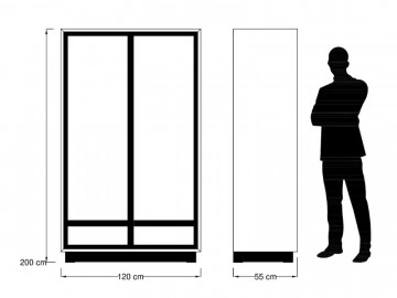 Dulap Lemn masiv Mexicana, 2 usi si 2 sertare, 120 x 55 x 200 cm - Img 7
