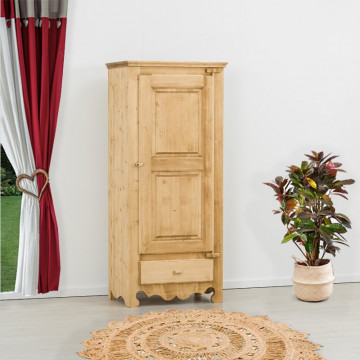 Dulap Rustic Flame cu 1 usa 1 sertar, balama lemn, Lemn masiv rustic, 83 x 55 x 185 cm - Img 1