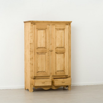 Dulap Rustic Flame cu 2 usi 2 sertare (balamale lemn), Lemn masiv rustic, 123 x 55 x 189 cm - Img 5