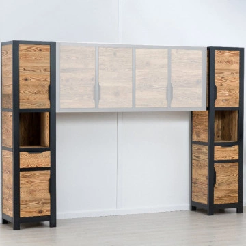 Dulap Rustic Loft 2 usi, 1 sertar si nisa, Lemn masiv rustic, 50 x 50 x 210 cm