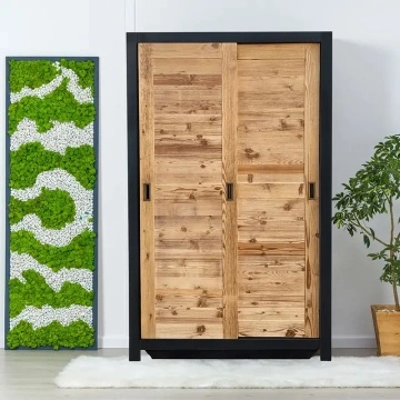 Dulap Rustic Loft 2 usi culisante, Lemn masiv rustic, 125 x 55 x 200 cm