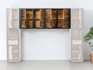 Dulap suspendat Rustic Loft cu 4 usi, Lemn masiv rustic, 200 x 40 x 79 cm - Img 4