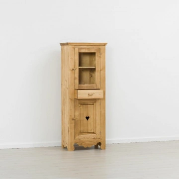 Dulap Vitrina Cabana 2 usi si 1 sertar, Lemn masiv rustic, 66 x 45 x 179 cm - Img 4