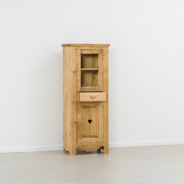 Dulap Vitrina Rustic Flame 2 usi si 1 sertar, Lemn masiv rustic, 66 x 45 x 179 cm - Img 4