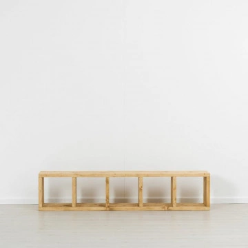 Etajera Cub Cabana cu 4 polite, lemn masiv rustic, 43 x 35 x 199 cm - Img 4