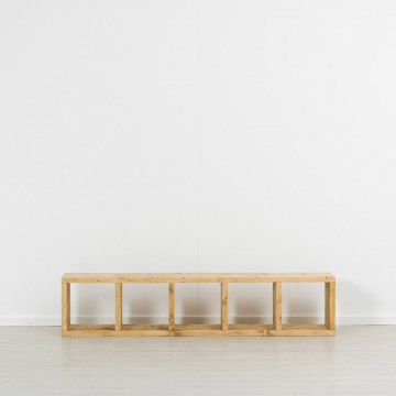 Etajera Cub Rustic Flame cu 4 polite, lemn masiv rustic, 43 x 35 x 199 cm - Img 4