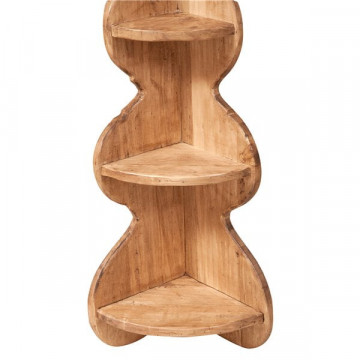 Etajera de colt / Raft Dolce Toscana lemn masiv tei, natur antik, 22 x 22 x 90 cm - Img 3