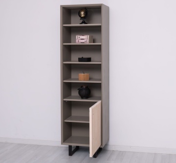 Etajera / Dulapior ingust Pianno, 1 usa si 4 rafturi, lemn masiv + mdf, 57 x 40 x 200 cm - Img 6