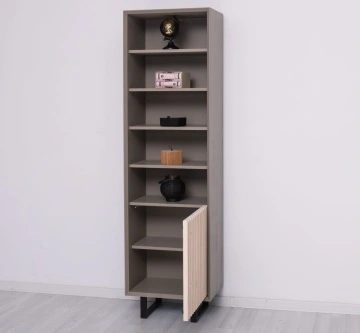 Etajera / Dulapior ingust Pianno, 1 usa si 4 rafturi, lemn masiv + mdf, 57 x 40 x 200 cm - Img 6