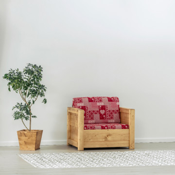 Fotoliu Rustic Ecuador, model cu tapiterie, Lemn masiv rustic, 83 x 78 x 70 cm - Img 1