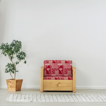 Fotoliu Rustic Ecuador, model cu tapiterie, Lemn masiv rustic, 83 x 78 x 70 cm - Img 3