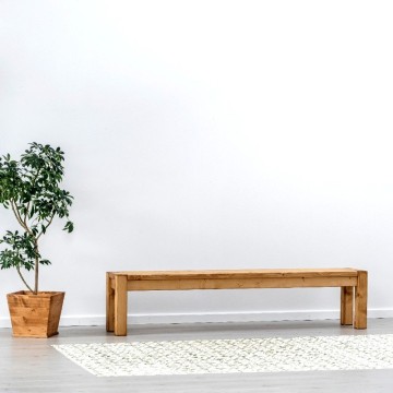 Masa cu bancuta lemn masiv Ecuador, Lemn masiv rustic, 200 x 90 x 78 cm - Img 5