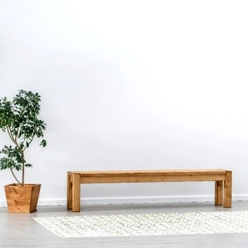 Masa cu bancuta lemn masiv Ecuador, Lemn masiv rustic, 200 x 90 x 78 cm - Img 5