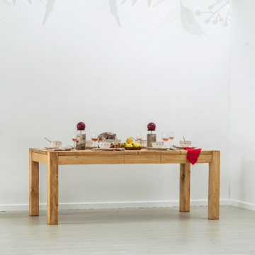 Masa cu sertar Ecuador, Lemn masiv rustic, 160 x 90 x 78 cm