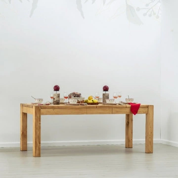 Masa cu sertar Ecuador, Lemn masiv rustic, 160 x 90 x 78 cm