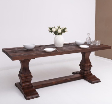 Masa dining Ohanna din lemn masiv, finisaj periat adanc, 210 x 90 x 78 cm - Img 2
