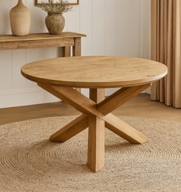 Masa rotunda lemn masiv Gloria, model D001, Ø 125 x H 75 cm