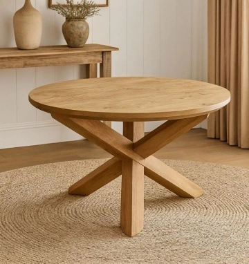Masa rotunda lemn masiv Gloria, model D001, Ø 125 x H 75 cm