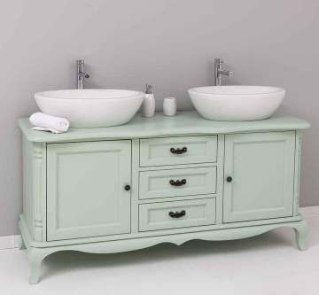 Masca de baie Shabby Rustic Lemn Masiv, 2 usi si 3 seratare158 x 54 x 75 cm - Img 5