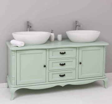 Masca de baie Shabby Rustic Lemn Masiv, 2 usi si 3 seratare158 x 54 x 75 cm - Img 5